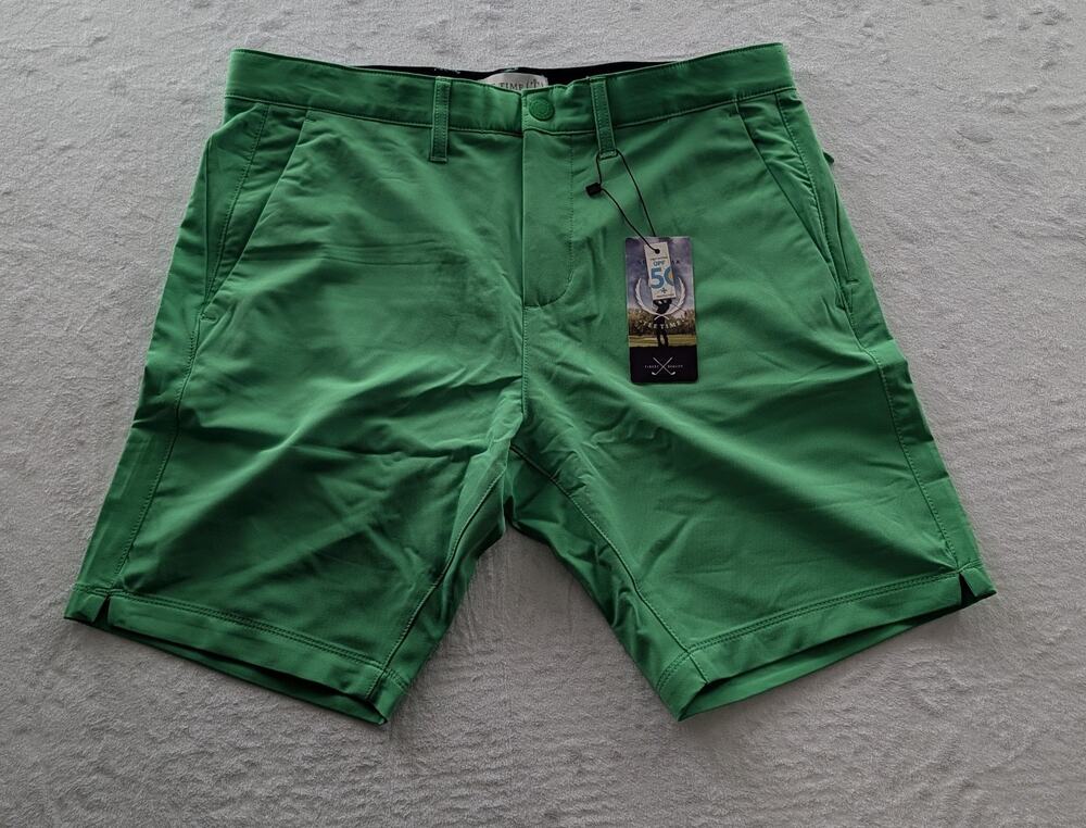 Tee Time Golf Shorts Men's Size 34 Bright Green Lightweight Stretch UPF NWT